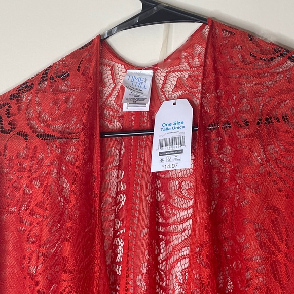 Time and Tru Womens Knit Shawl in Orange (Womens One Size) - Picture 2 of 6